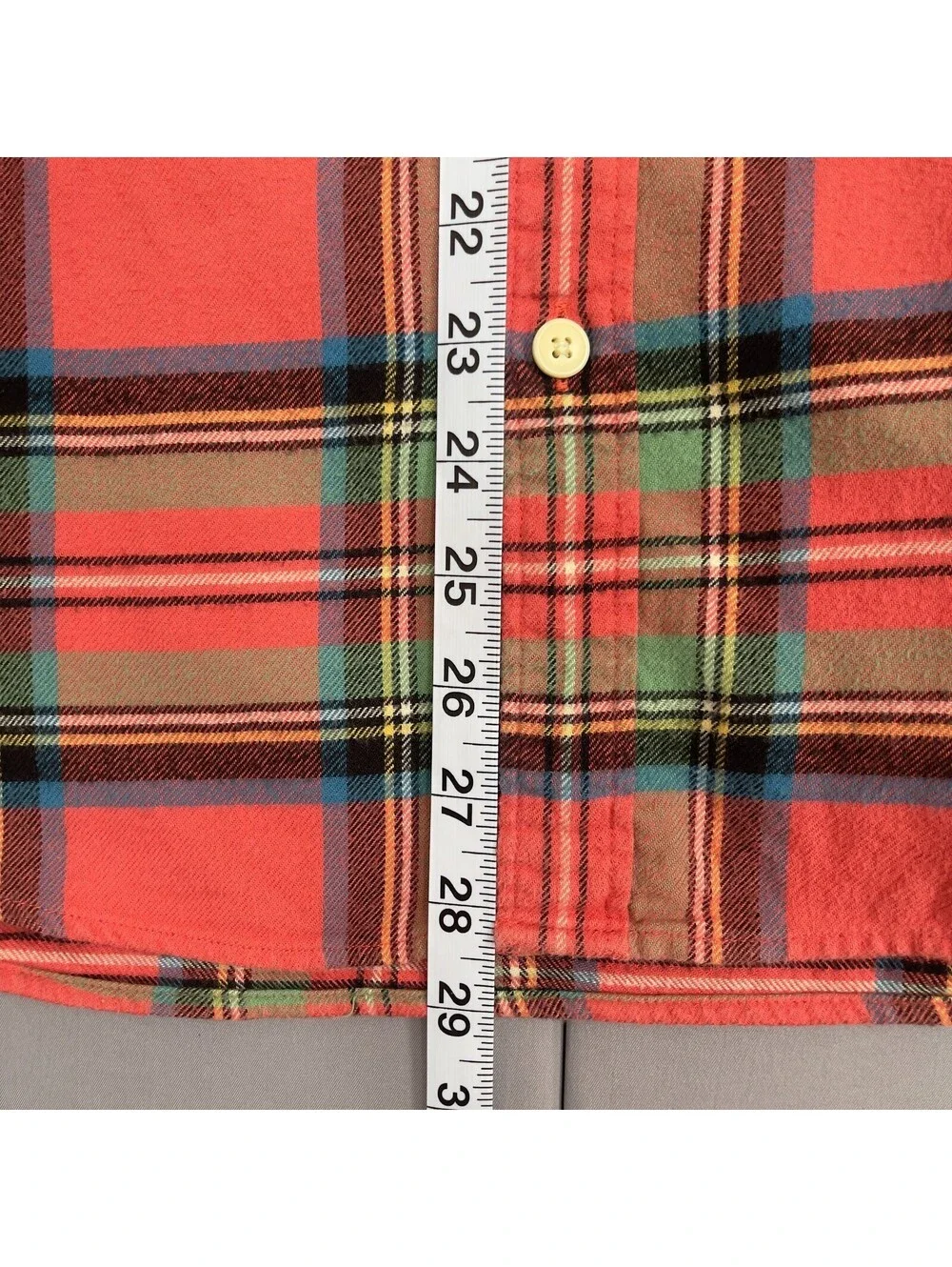 J. Crew Mens Red Plaid Flannel Shirt Large Long Sleeve